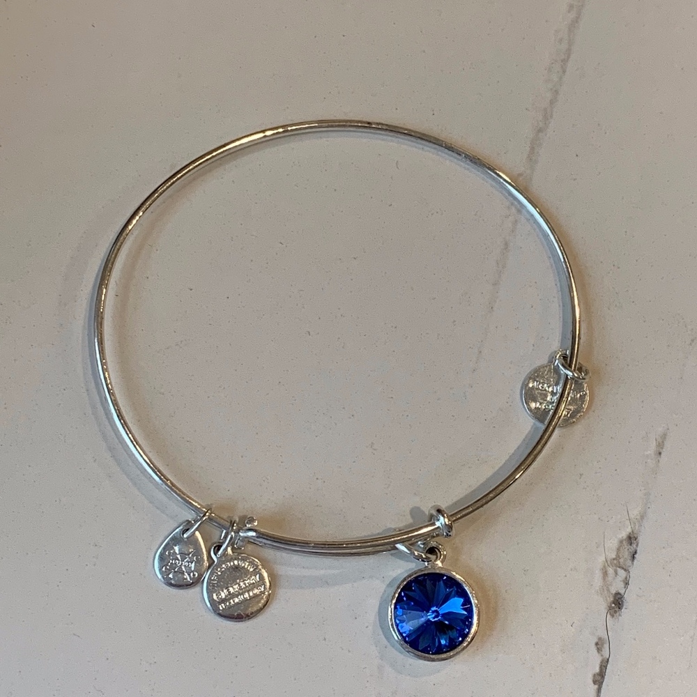 Silver Bangle with Blue charm By Alex & Ani